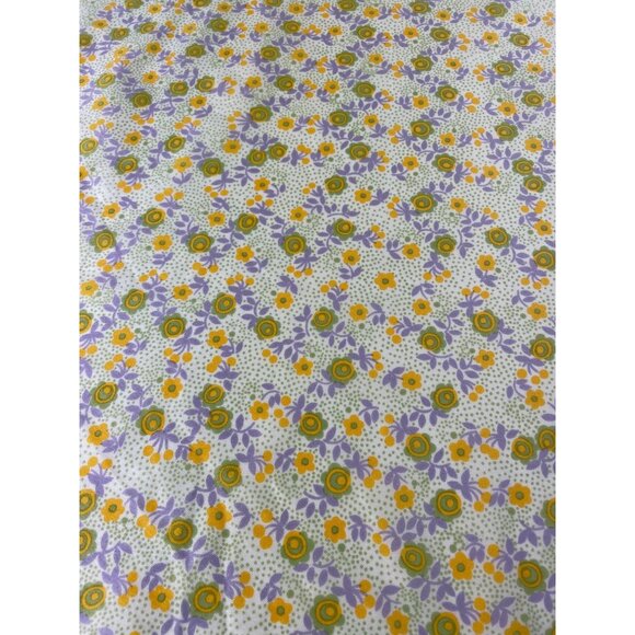Vintage Yellow Purple Green Floral Print Square Scarf 100% Polyamide Nylon - Picture 3 of 6